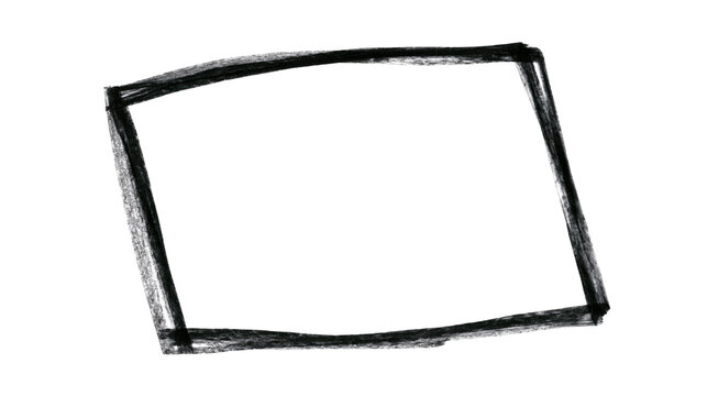 Isolated rough hand-drawn charcoal rectangle frame with unique B (112) numeric label graphic.