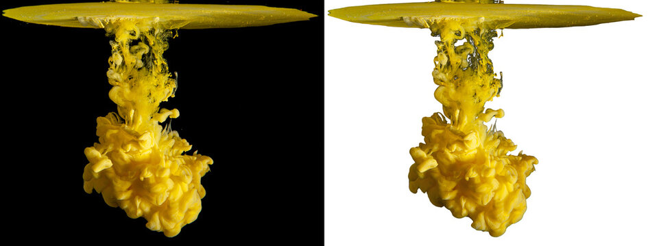 Yellow Acrylic Ink Swirl in Water