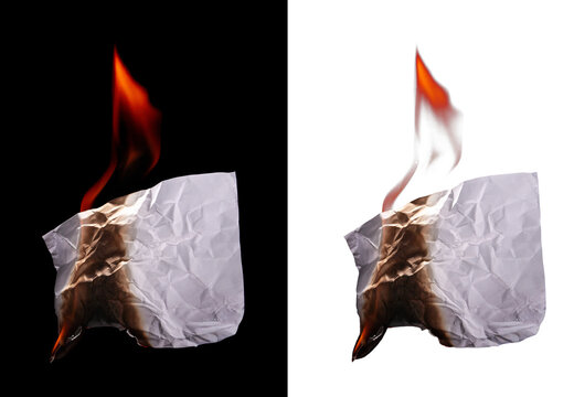 Burning Paper with Flame and Smoke Isolate