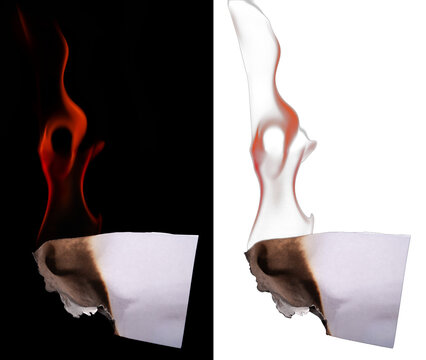 Burning Paper with Flame and Smoke Isolate