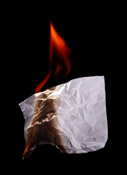 Burning Paper with Flame and Smoke Isolate