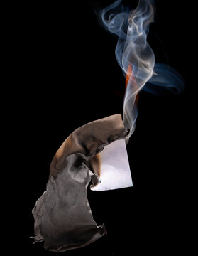 Burning Paper with Flame and Smoke Isolate