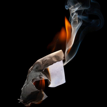 Burning Paper with Flame and Smoke Isolate