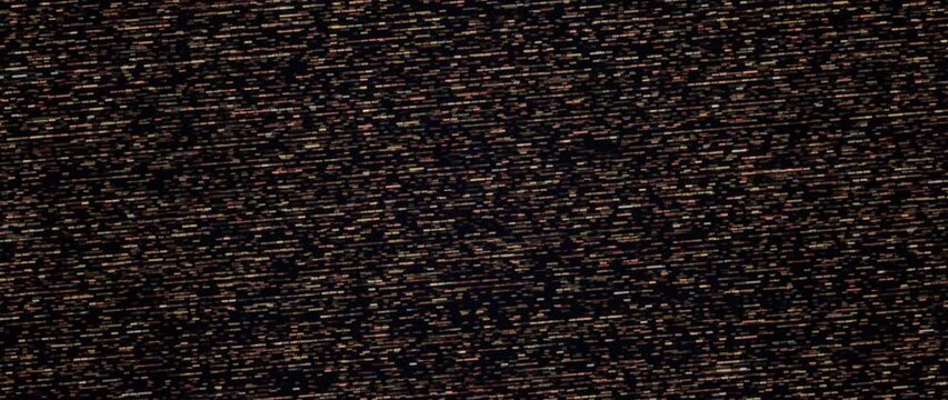 Abstract colored light dashes flicker in diagonal rows across a dark digital field