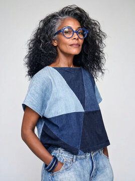Portrait of stylish mature Black woman 