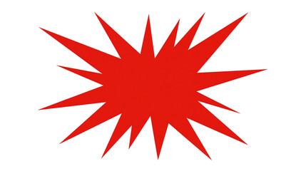 Isolated bright red starburst explosion graphic with white B (227) text on black bar © Aoife