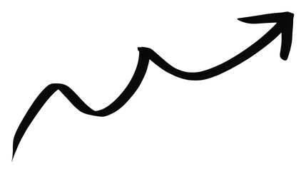 Isolated hand drawn black arrow pointing up, symbolizing growth with B (480) data © Aoife