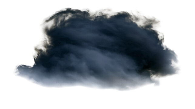 Isolated dark stormy cloud, heavy ominous weather symbol for rain and bad weather.