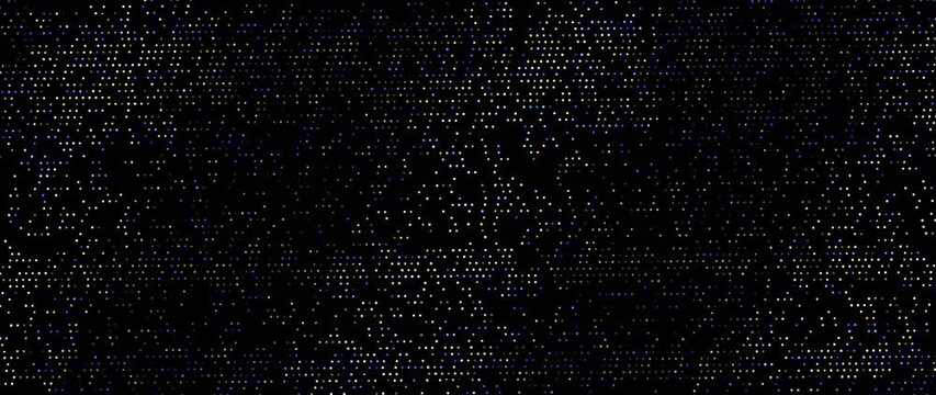 Colored lights flicker across a black abstract digital background