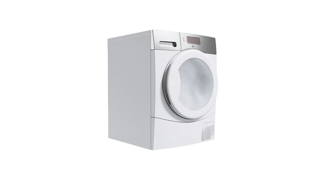 Isolated modern front-loading white washing machine or tumble dryer appliance for household chores