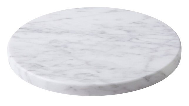 Isolated round white marble stone surface for kitchen counter, coffee table or serving tray
