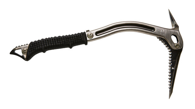 Isolated professional ice axe for winter mountaineering and ice climbing, outdoor sports equipment