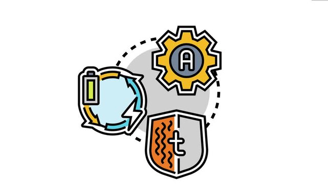 Portable power concept featuring a pocket sized battery, a circular charging mechanism with a lightning bolt, and a shield icon indicating durability and protected technology