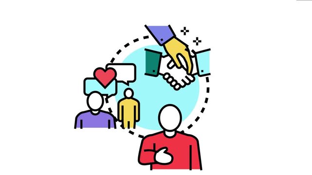 People demonstrating good manners and friendly communication by shaking hands and showing respect, reflecting positive social interaction and agreement