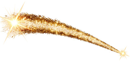 Isolated dynamic golden glitter explosion leaving a shimmering trail of festive light sparks © Cian