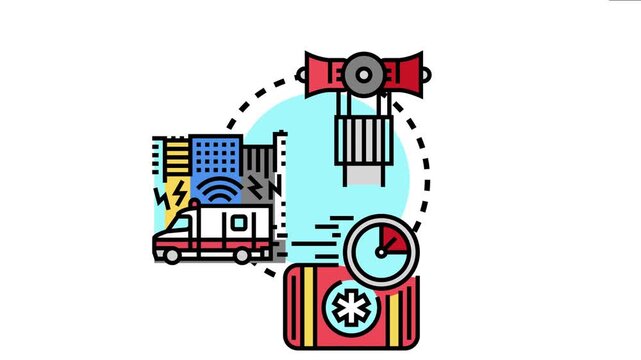 Portable emergency radio providing critical communication and warning for disaster response, natural accidents, and public safety operations in urban environments and crucial moments