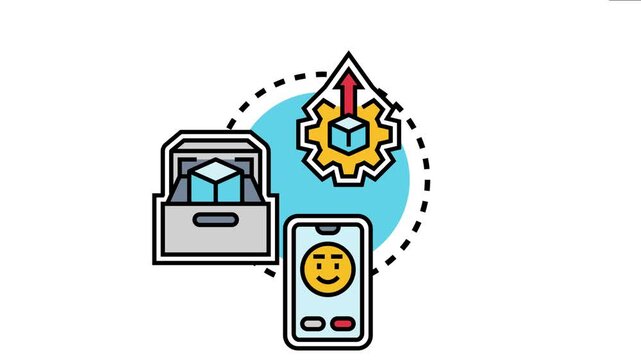 Icon representing portable application deployment from a container. Highlighting the process of moving and installing software with a gear and arrow