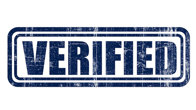 Isolated blue distressed verified grunge rubber stamp, official approval or confirmation check mark symbol graphic
