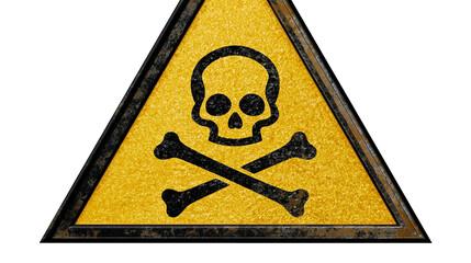 Isolated triangular yellow warning sign with skull and crossbones symbol and code B (1478. © Saoirse