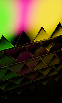 Tall 3D triangle wall beneath a pastel light gradient