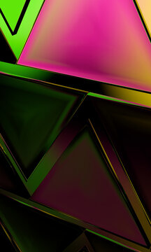 Magenta Light across Glossy 3D Triangle Faces