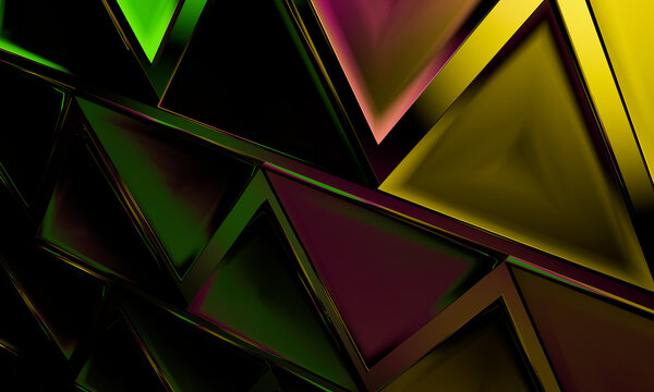 Angular 3D Glass Facets with Golden Highlights