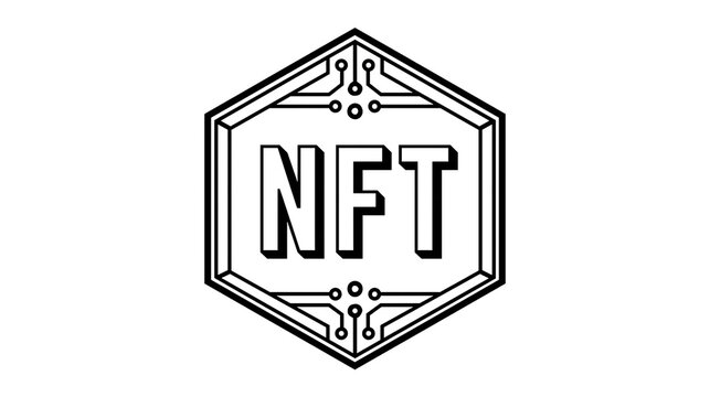 Isolated NFT Non Fungible Token digital cryptocurrency blockchain technology concept logo icon design