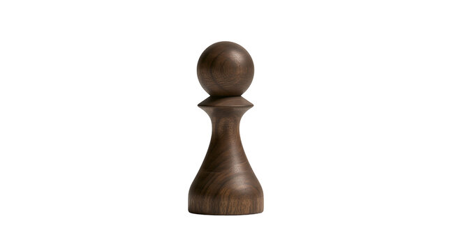 Isolated dark wooden chess pawn piece, elegant traditional board game figure, classic design
