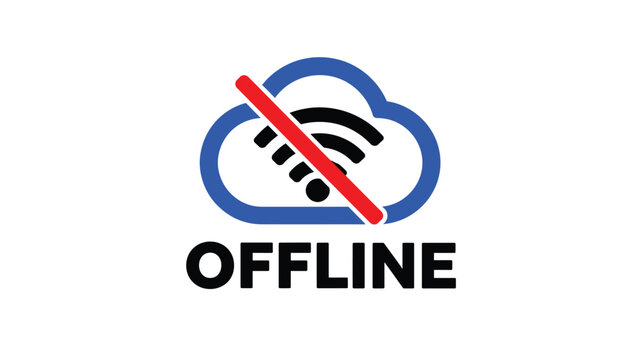 Offline cloud icon vector illustration, no internet connection sign, digital disconnection symbol
