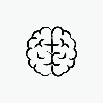 Human brain organ hand drawn line art vector illustration isolated on white background