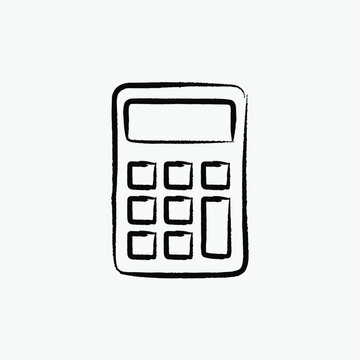 Electronic calculator machine hand drawn line art vector illustration isolated on white background