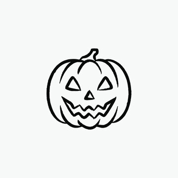 Halloween pumpkin lantern jack o lantern hand drawn line art vector illustration isolated on white background