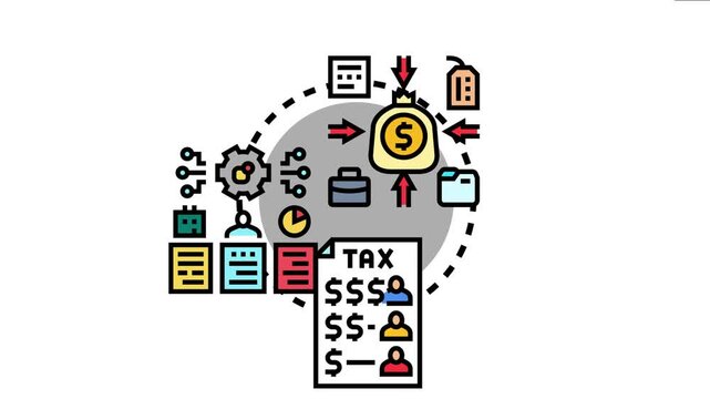 Economic output concept balancing financial data with purchasing power parity, global market performance, income, and taxation with various business metrics