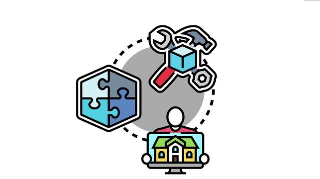 Person planning a property project, solving puzzles and using tools, the essential steps of careful preparation and strategic assembly for success
