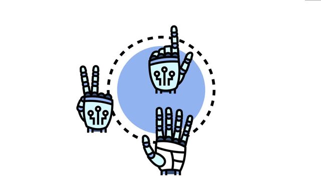Robotic hands demonstrating precise movements and gestures, featuring internal circuitry elements, symbolizing advanced technology and human machine interaction