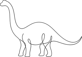 continuous line drawing of a brontosaurus dinosaur. © Haris