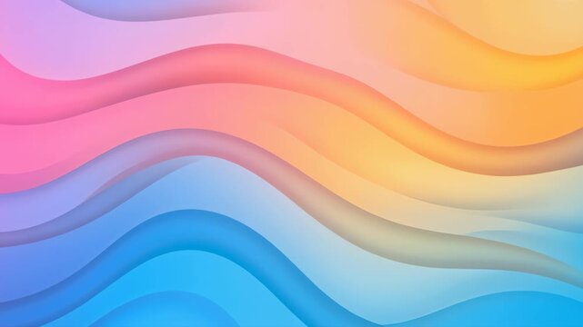 Abstract Pastel Waves: A serene abstract background featuring flowing, layered waves in a soft pastel gradient of pink, orange, yellow, and blue, creating a dreamlike and gentle visual experience.