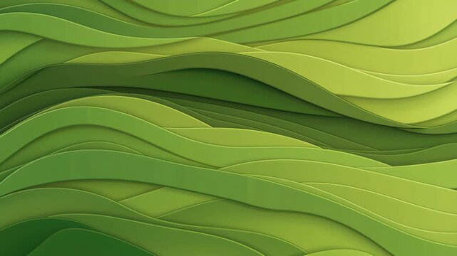 Green Abstract Waves: A fluid composition of undulating green waves, creating a visually dynamic and organic abstract pattern with subtle shading and depth.