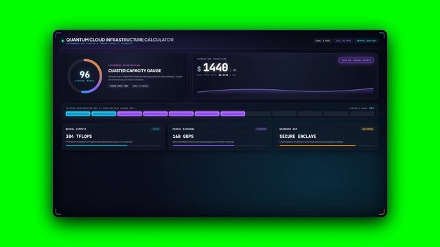 High tech usage based cloud compute pricing matrix featuring an animated capacity slider dynamic price recalculation and multi tier glassmorphic cards. Ideal for fintech and SaaS commercials.