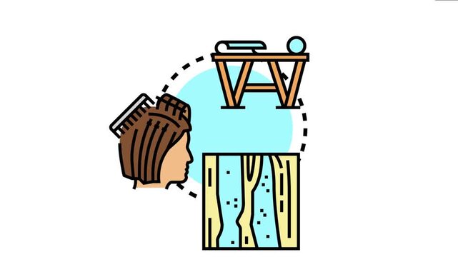 Person planning a blueprint concept for an interior layout, drafting new ideas for furniture arrangement and room decor using a drawing board and reference materials