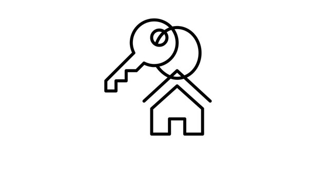 House key outline icon representing real estate ownership and property mortgage services for professional web interface and mobile