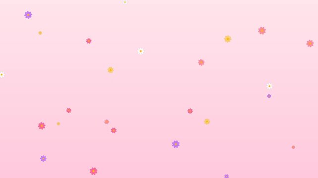 Mothers day background with falling colorful flowers animation on a