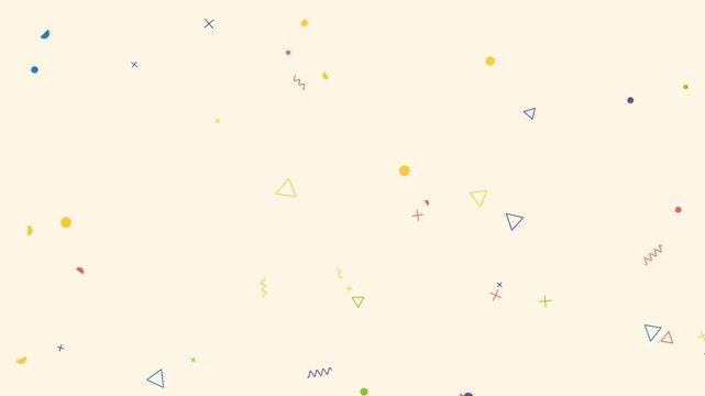 Colorful memphis style motion background with floating geometric