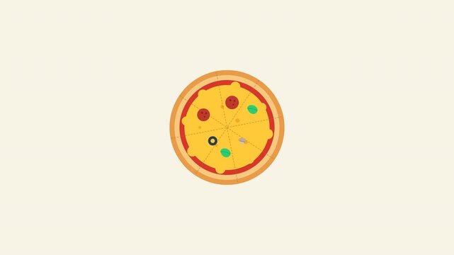 Flat illustration animation showing the steps of pizza preparation