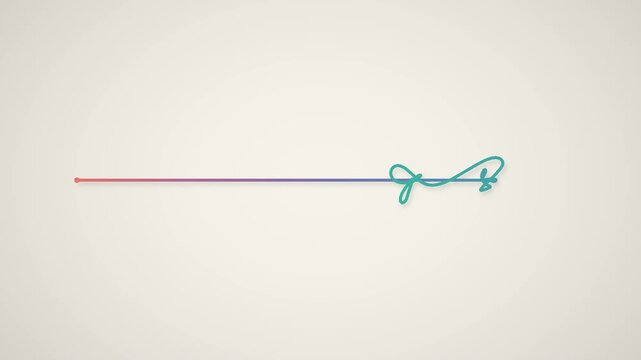 Tangled scribble line slowly unwinding into a calm straight line, mental clarity concept 4K motion graphics