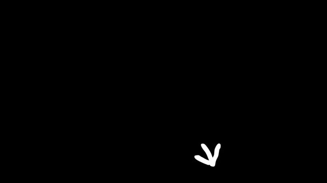 white scribble arrow element animation turns sharply towards the bottom corner