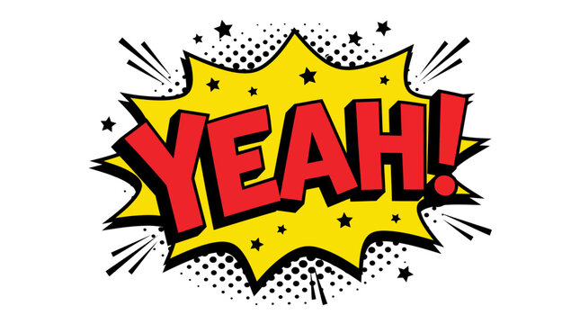 Retro pop art comic burst with yeah exclamation and halftone dots