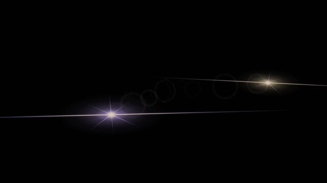 Abstract light flares and lens effects in a dark background, showing progression of light and bokeh over time