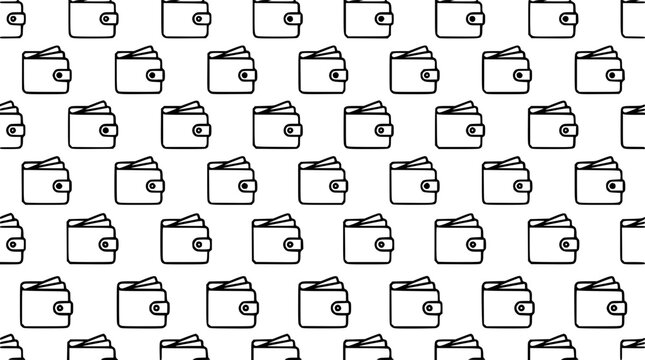 Seamless Pattern of Hand-Drawn Wallets on Transparent Background