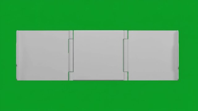 Green Screen Blank White Matte Three-Panel Tab Unfolding